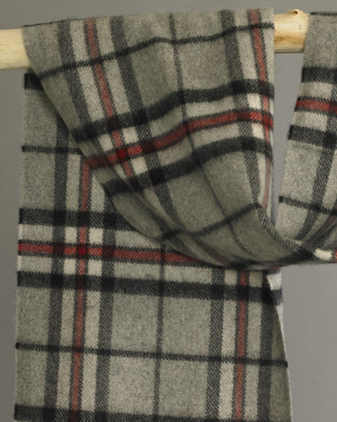 Grey Tartan Cashmere Scarf